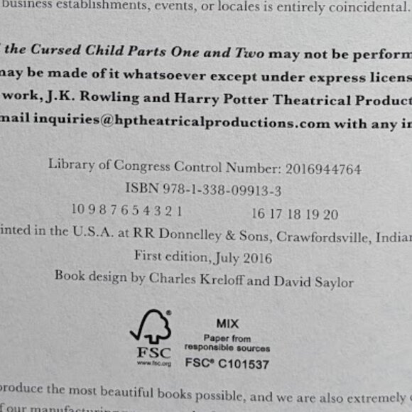 3 for $30 Harry Potter & the Cursed Child 1st Edition HC with DJ, - Picture 8 of 10